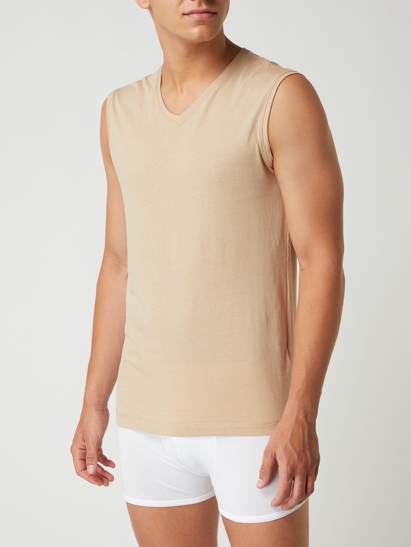 Body Fit Tanktop im 2er-Pack aus Pima-Baumwolle in beige