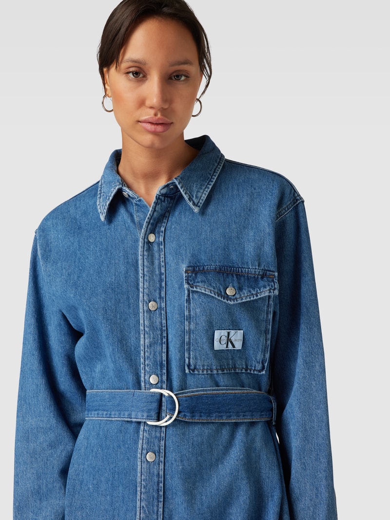 Jeanskleid mit Taillengürtel Modell 'BELTED UTILITY' in hellblau