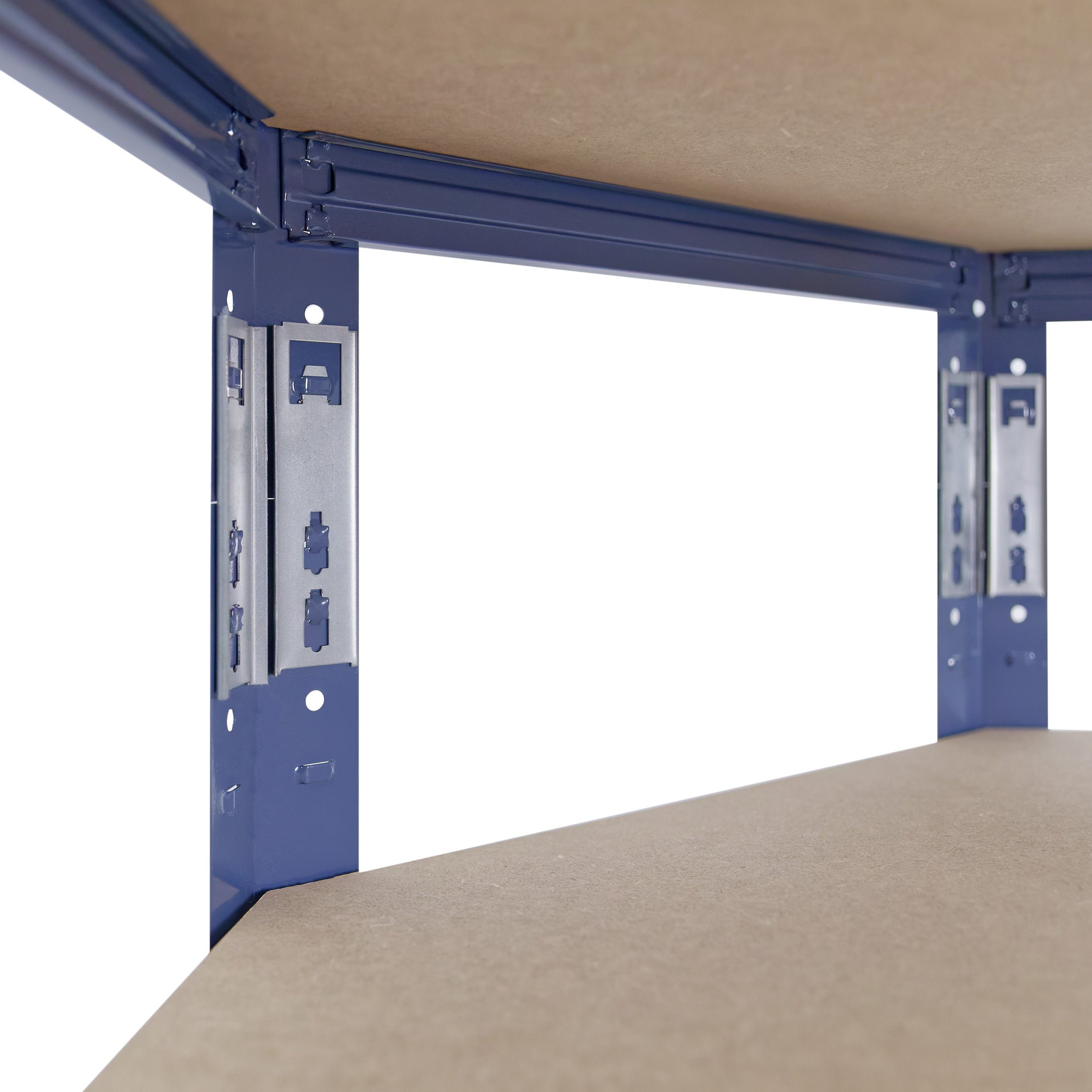 shelfplaza Eckregal HOME, 200x70x45cm blau, Metall Eckregal stehend mit 6 Böden, Corner Shelf 145kg Tragkraft Schwerlastregal Ecke, Steckregal verzinkt Eckregal Keller Garagen Regal