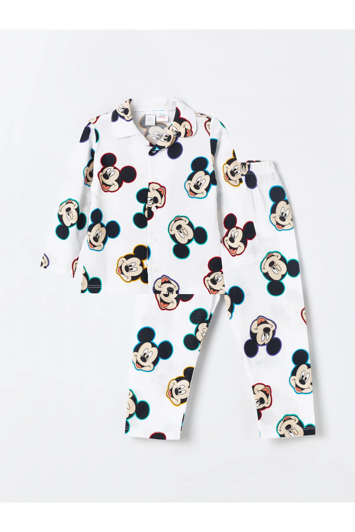 LC Waikiki  Pyjama-Set für Jungen mit langärmeligem Hemdkragen und Mickey-Mouse-Aufdruck