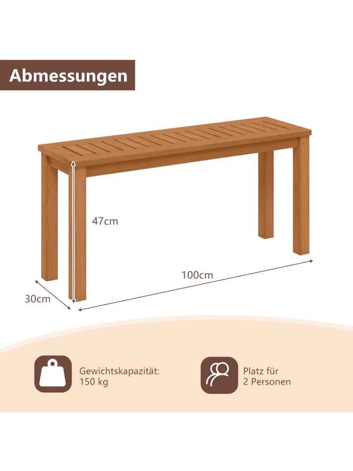 COSTWAY Gartenbank Massivholz wetterfest in Hellbraun günstig kaufen onesize