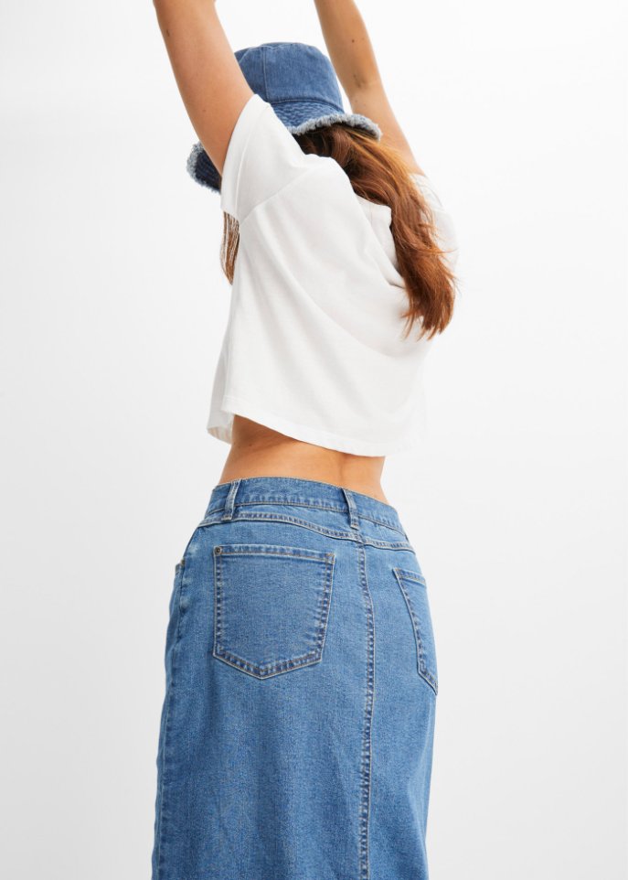Langer Jeansrock mit Schlitz aus Positive Denim #1 Fabric