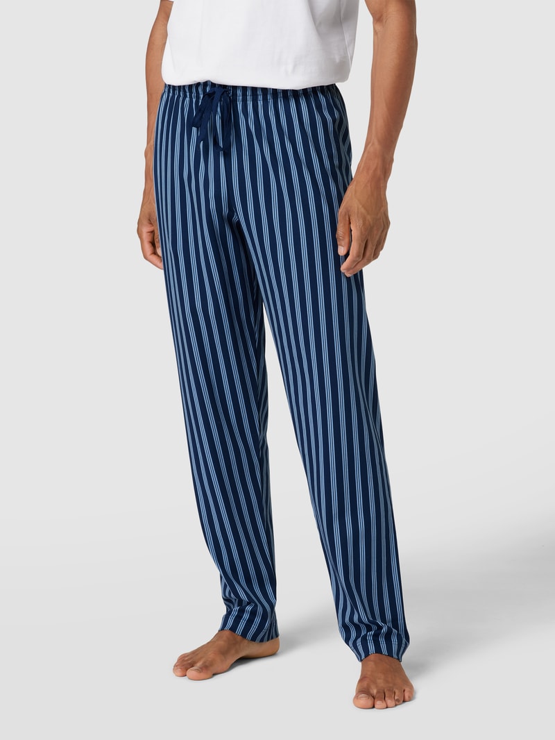 Pyjama-Hose aus Baumwolle mit Streifenmuster in marineblau