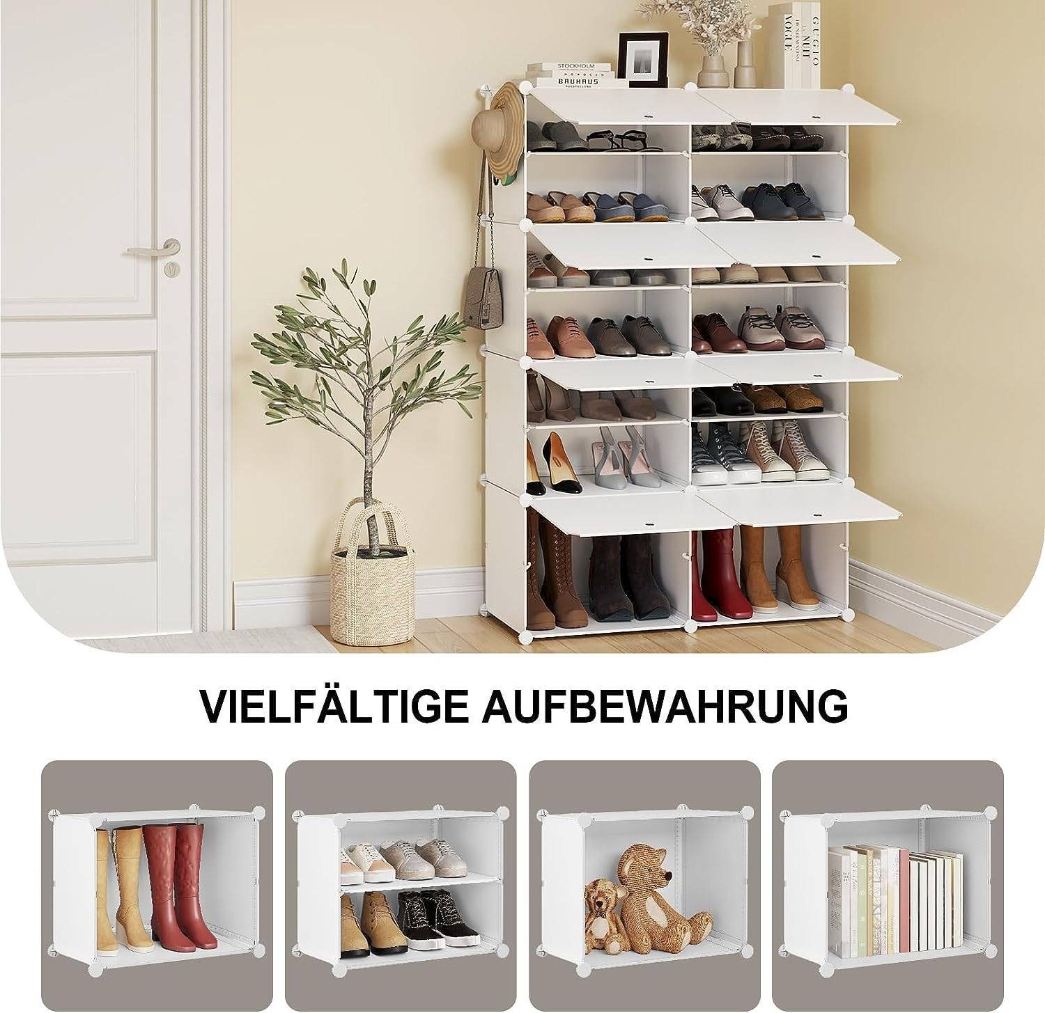Woltu Schuhregal, 1-tlg., Schuhaufbewahrung mit 8 Fächern für 32 Paar Schuhe
