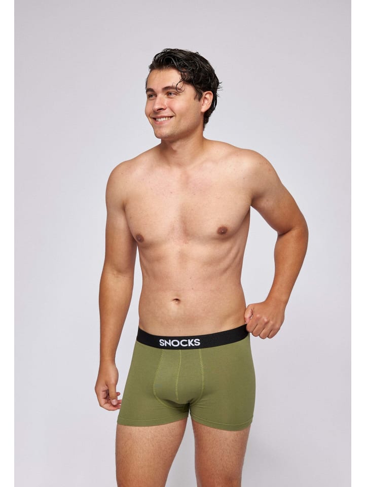 SNOCKS Boxershorts aus Bio-Baumwolle 6 Stück in Mix (Rot/Olive/Blau) günstig kaufen