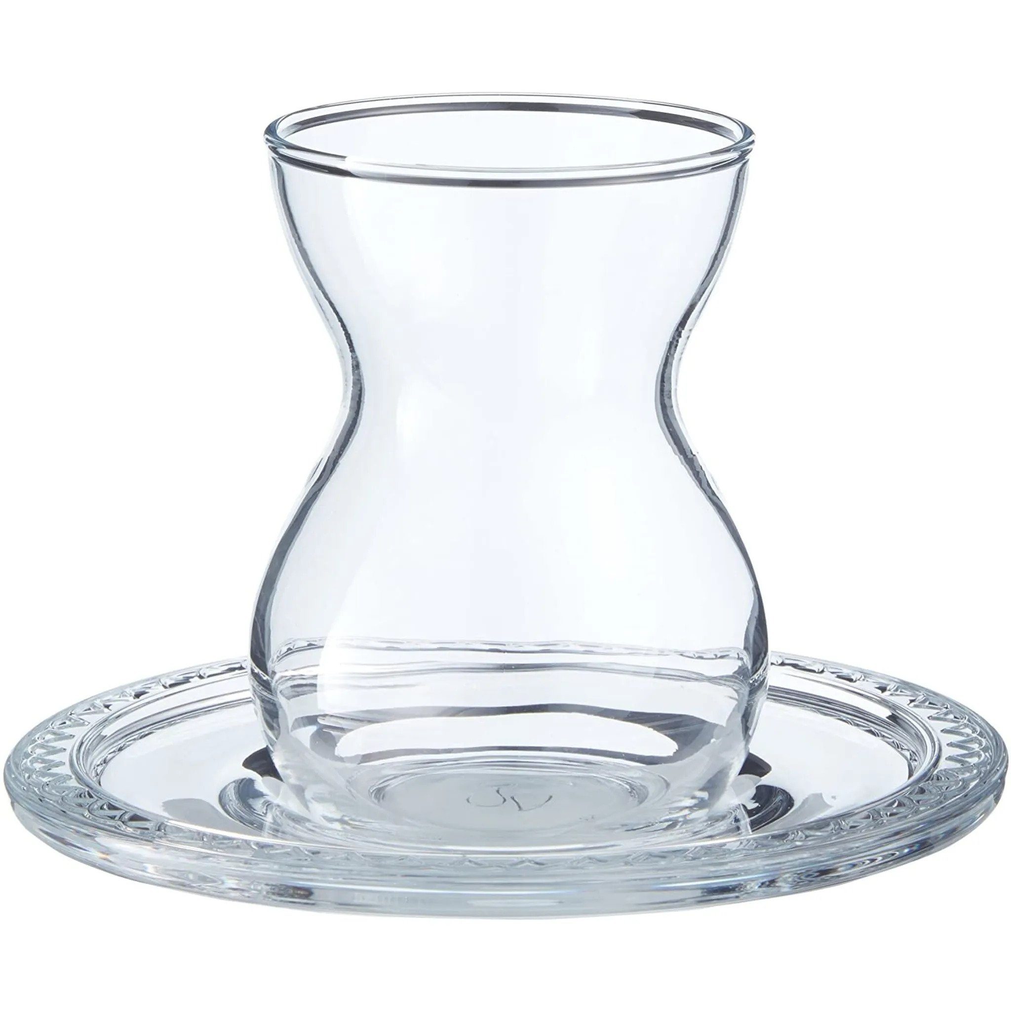 Pasabahce Gläser-Set Etnik, Glas, Teeglas Set 12 Teilig mit Untertassen, Spülmaschinengeeignet