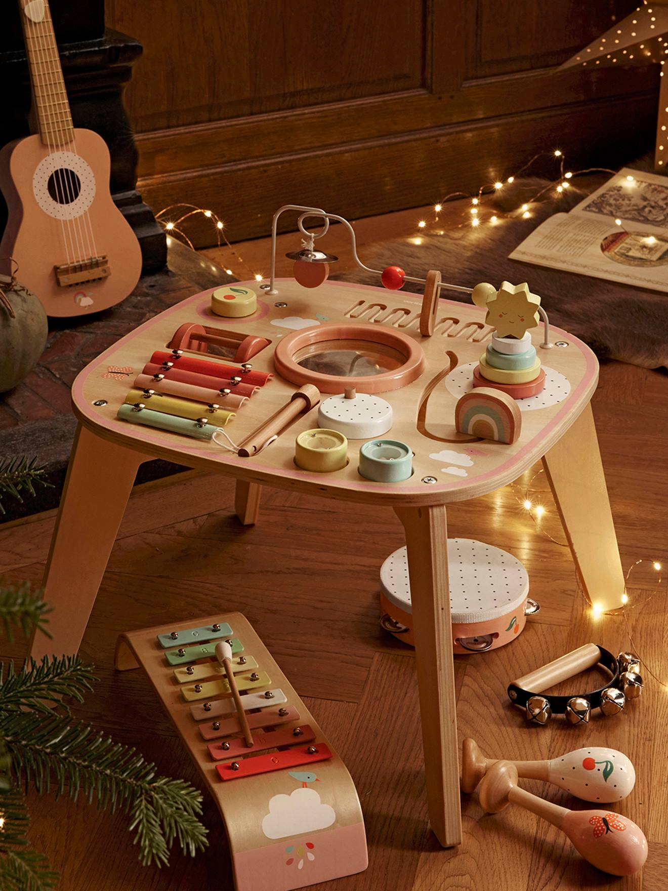 Table d'activités et d'éveil musical bois FSC® rose