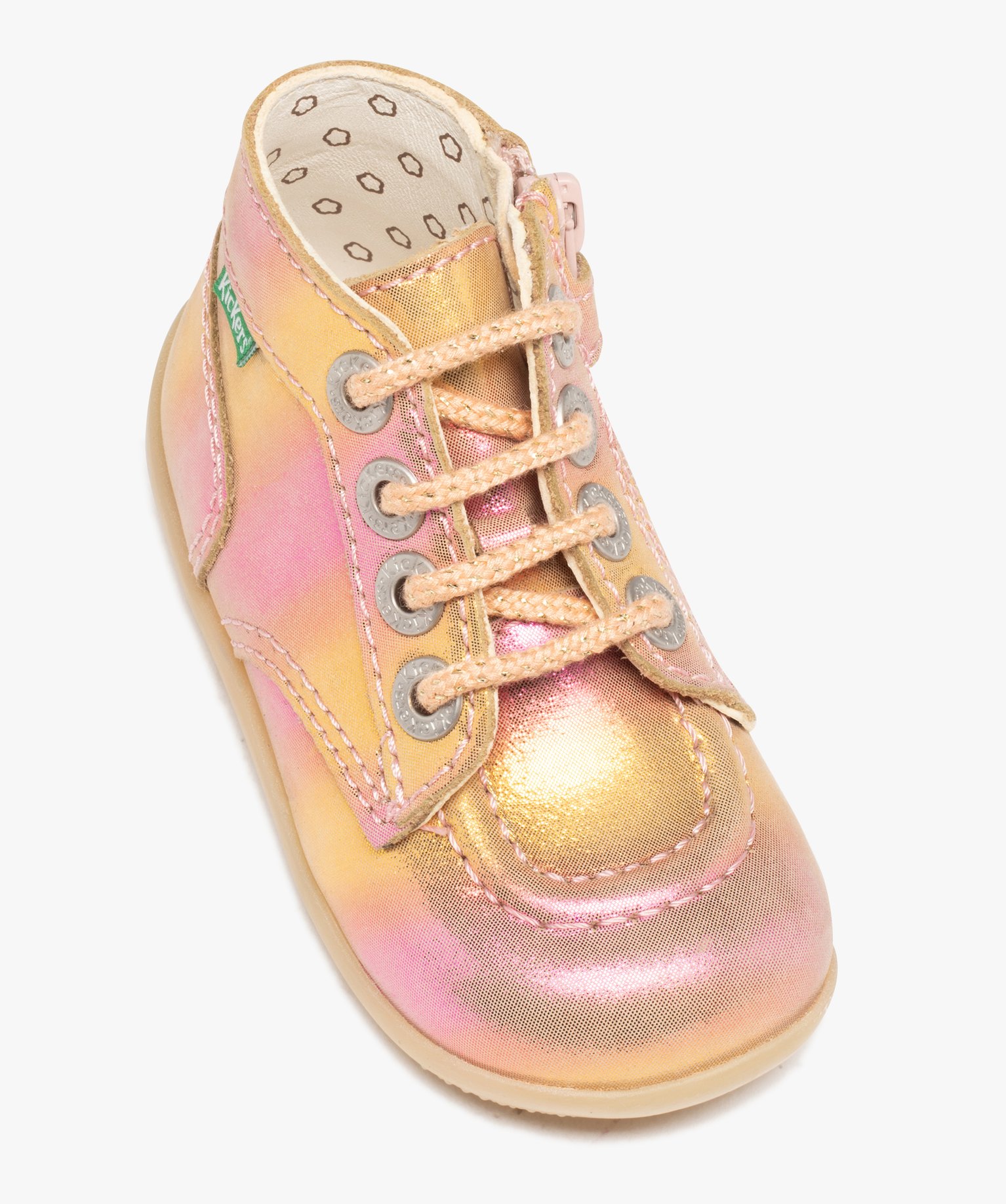 Bottillons premiers pas bébé fille en cuir Kickers multicolore | GEMO