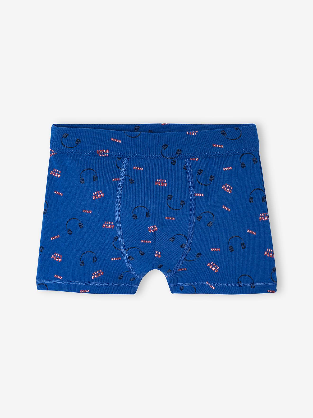 Vertbaudet 7er-Pack Jungen Boxershorts mit Bio-Baumwolle, Bären - königsblau