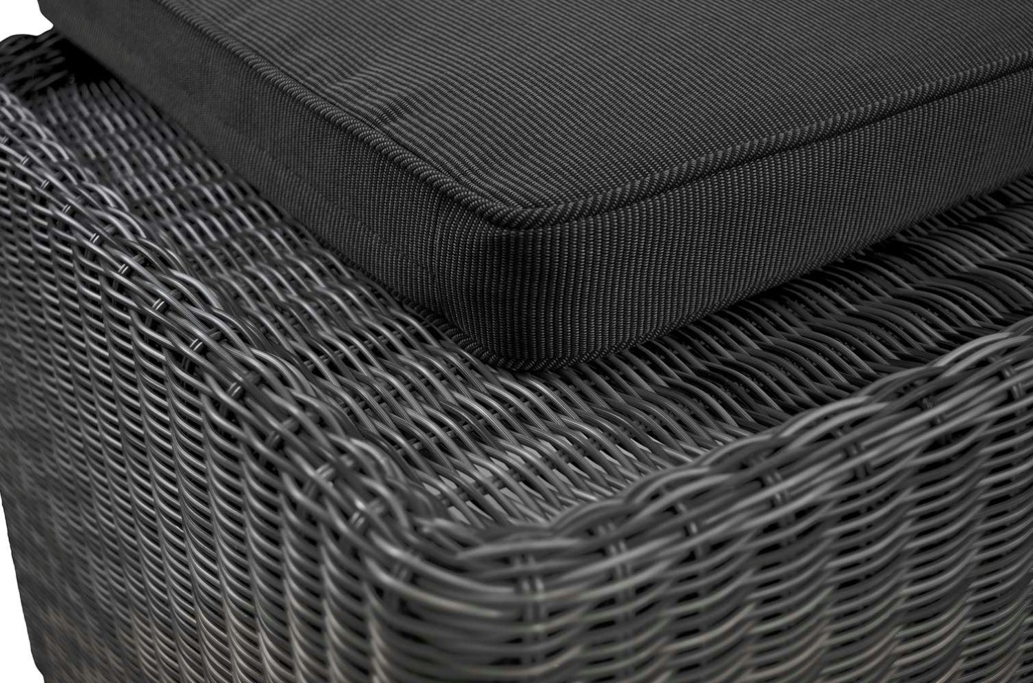 Kai Wiechmann Fußhocker Polyrattan Geflechthocker, wetterfester Fußhocker Rattanoptik, moderner Polyrattan Gartenhocker in Schwarz