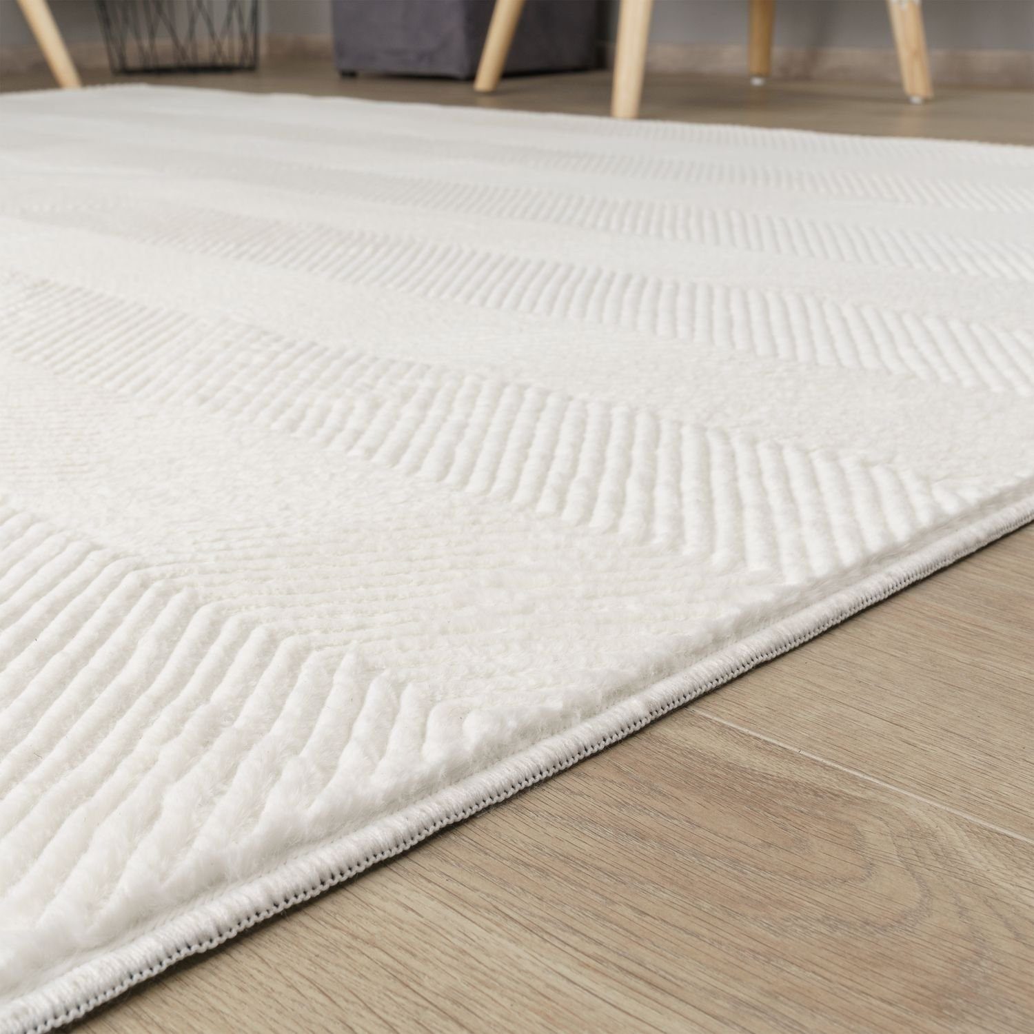 Teppich Wohnzimmer Teppich Kurzflor Einfarbig Geometrisch Rutschfest Modern, TT Home, rechteckig, Höhe: 17 mm