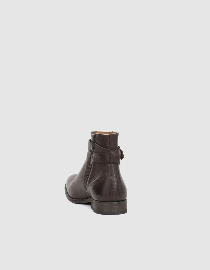 Boots marron en cuir avec bride à boucle Homme