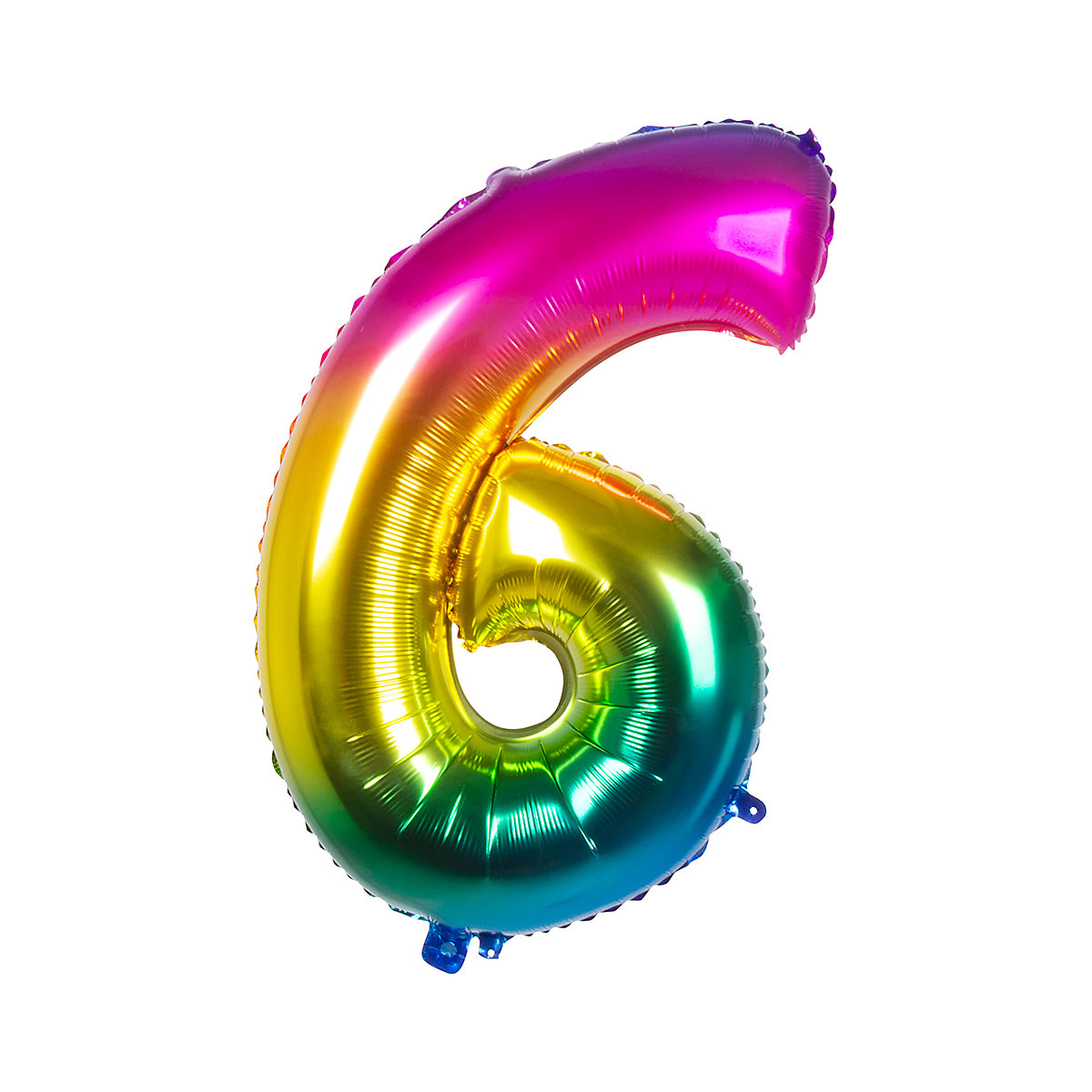 Folienballon Zahl 6 Regenbogen, 86 cm