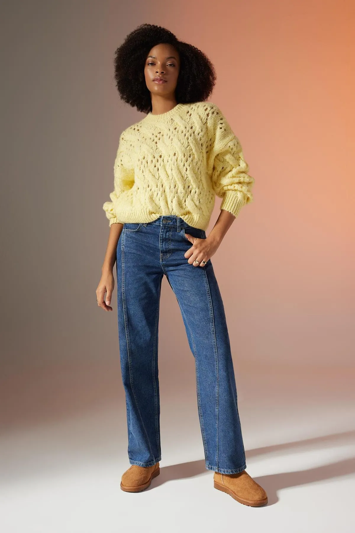 DeFacto  90er-Jahre-Jeans mit weitem Bein, hoher Taille, weites Bein, lange Jeanshose, B5474ax23cw