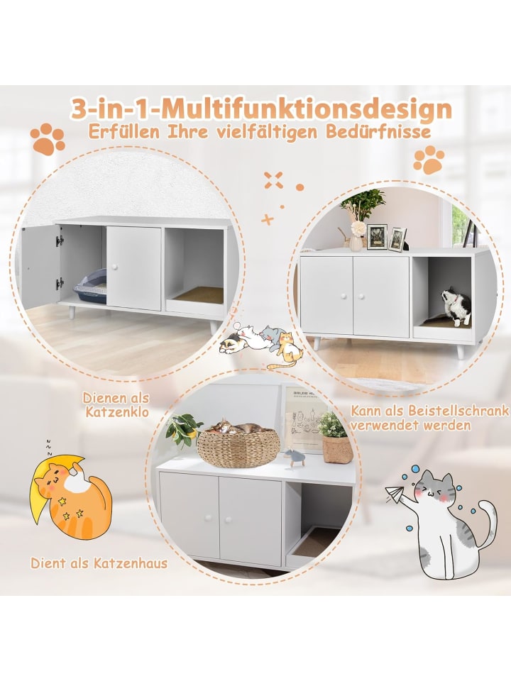 COSTWAY Katzenschrank mit Kratzbrett in Weiß günstig kaufen 50 cm