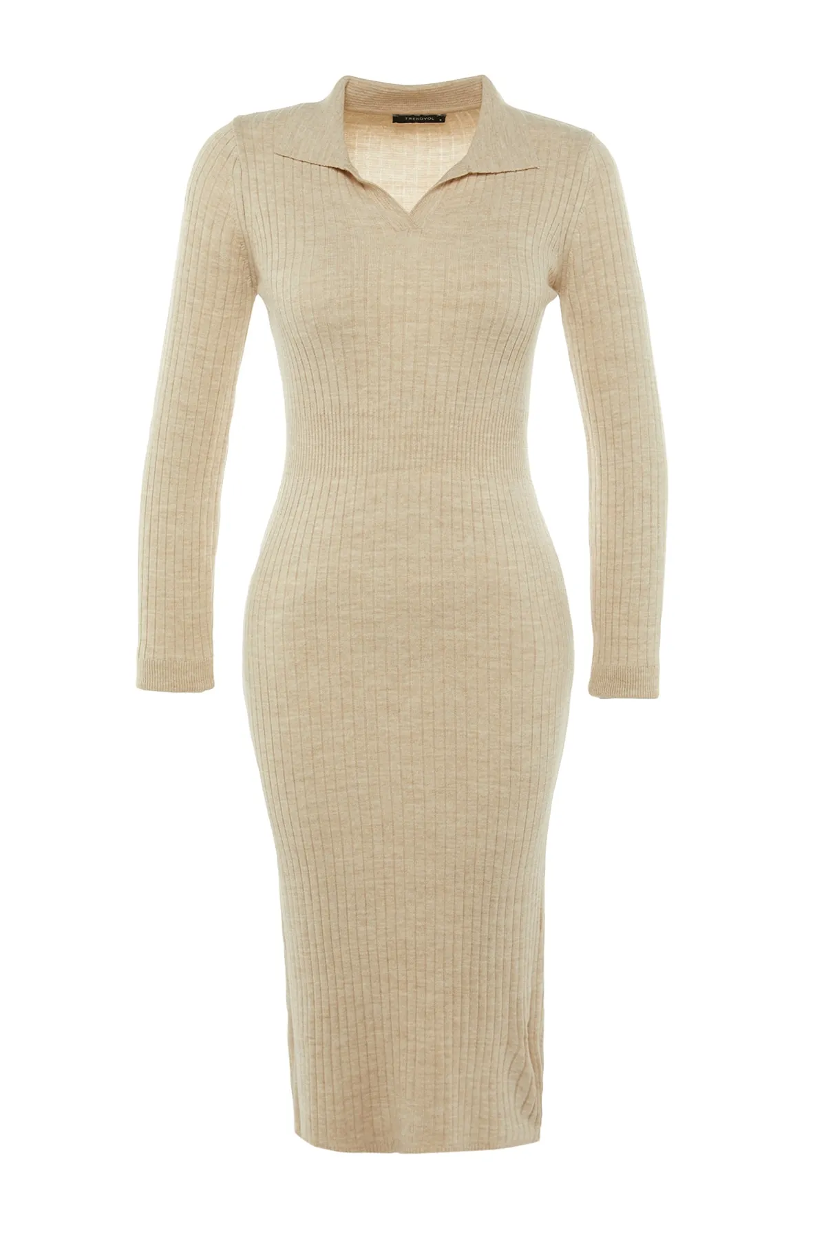 Trendyol Collection  Beige Beige Midi-Strickkleid mit Rollkragen TWOAW22EL1376 Kleid TWOAW22EL1376