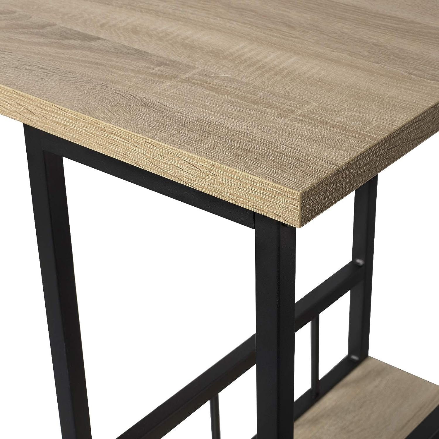 Woltu Bartisch (1-St), Bartisch mit 2 Ablagefläche aus Metallgestell & MDF