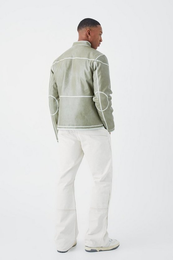 PU-Bikerjacke mit Naht-Detail
