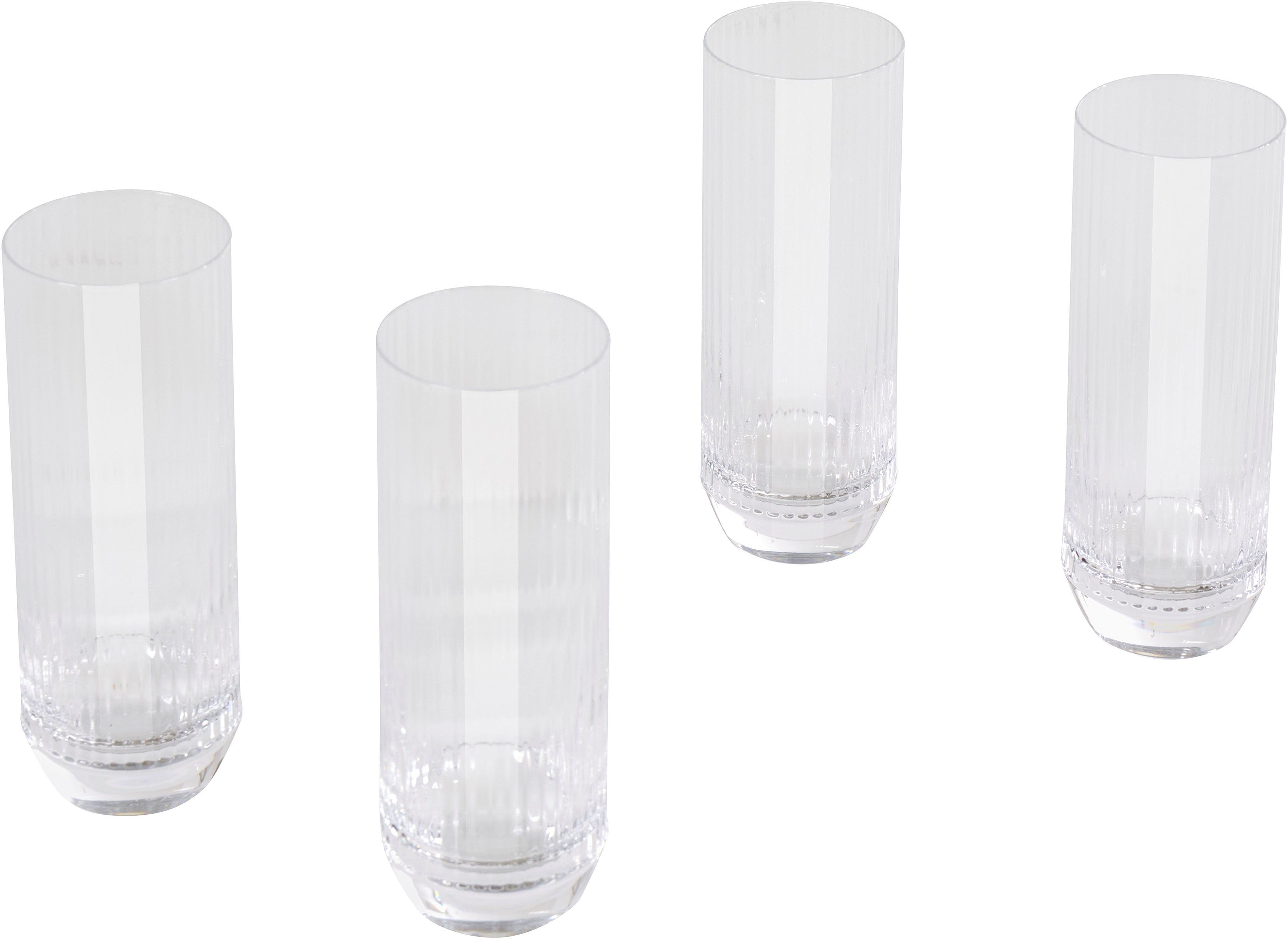 Home affaire Longdrinkglas, Glas, trendige Riffelstruktur, 430 ml, 4-teilig