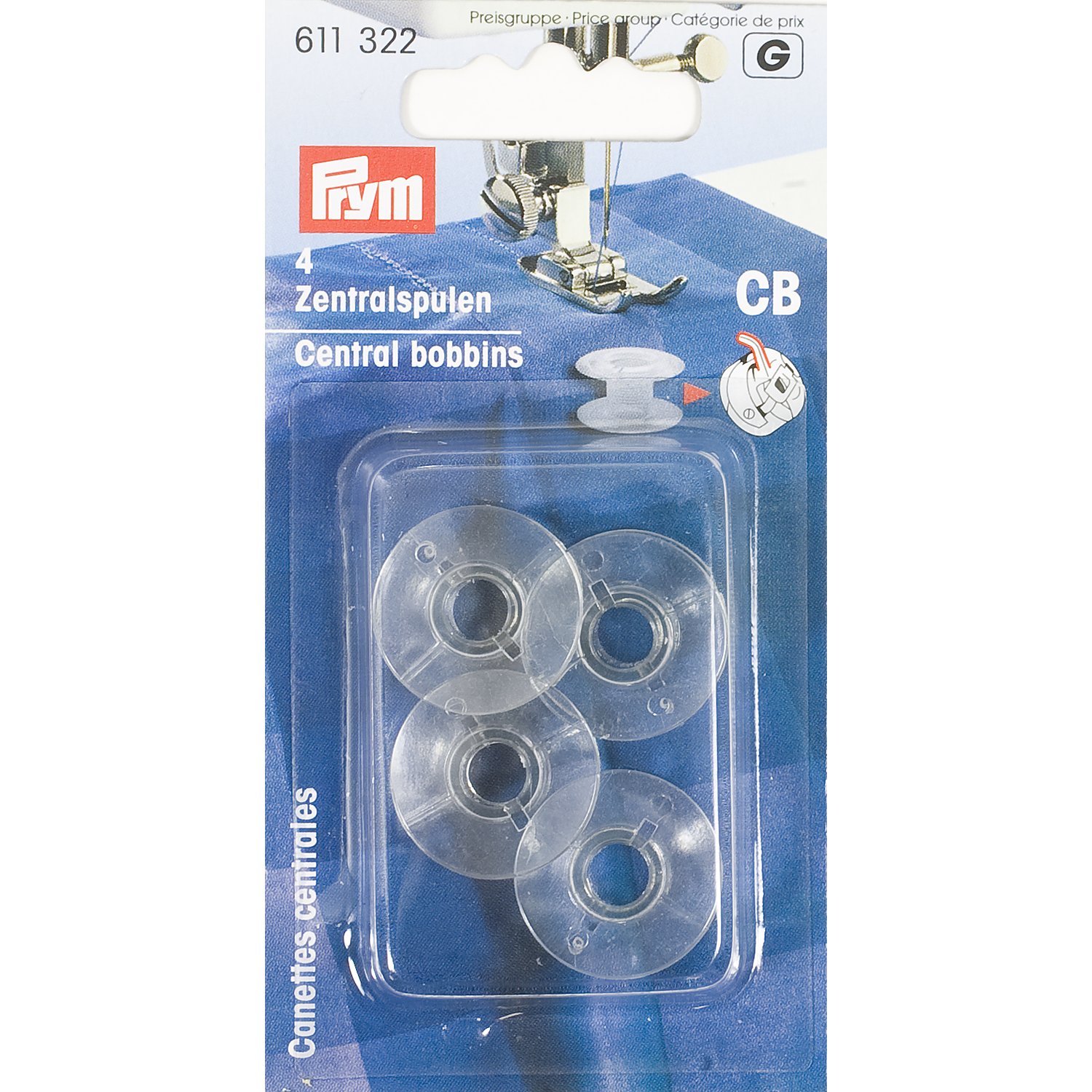 Prym Nähmaschinenspulen für CB-Greifer, Ø 20,5 mm, Höhe: 11,7 mm, Inhalt: 4 Stück