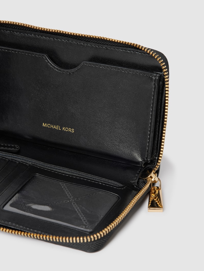 Portemonnaie mit Label-Schriftzug Modell 'JET SET' in schwarz