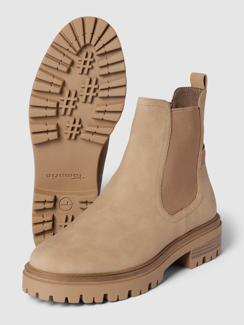 Chelsea Boots mit Label-Applikation Modell 'Essential' in beige