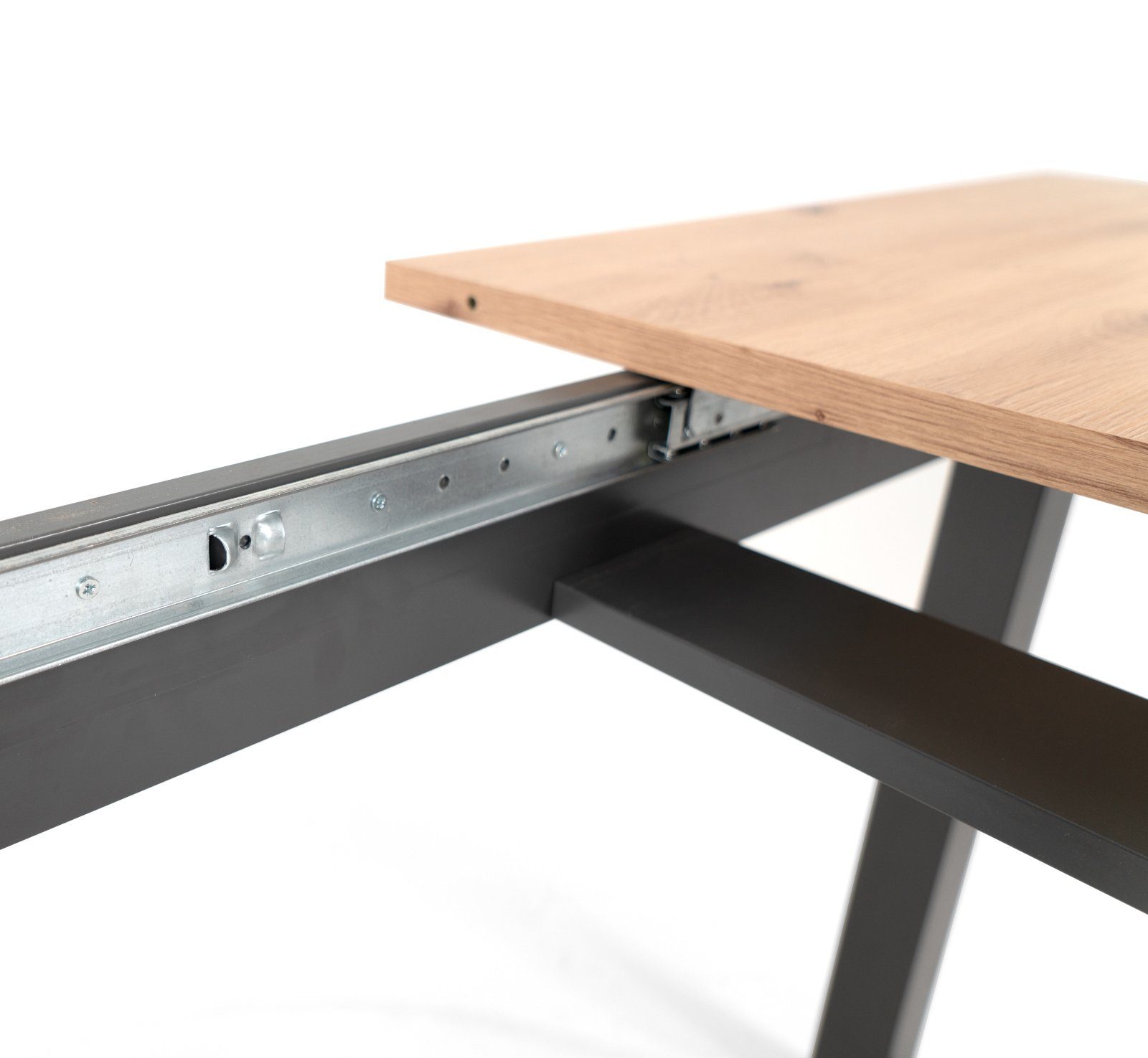 Finori Esstisch Denver (Küchentisch in Artisan Eiche und Anthrazit, ausziehbar 160 - 200 cm), Industrial Design, für bis zu 8 Personen