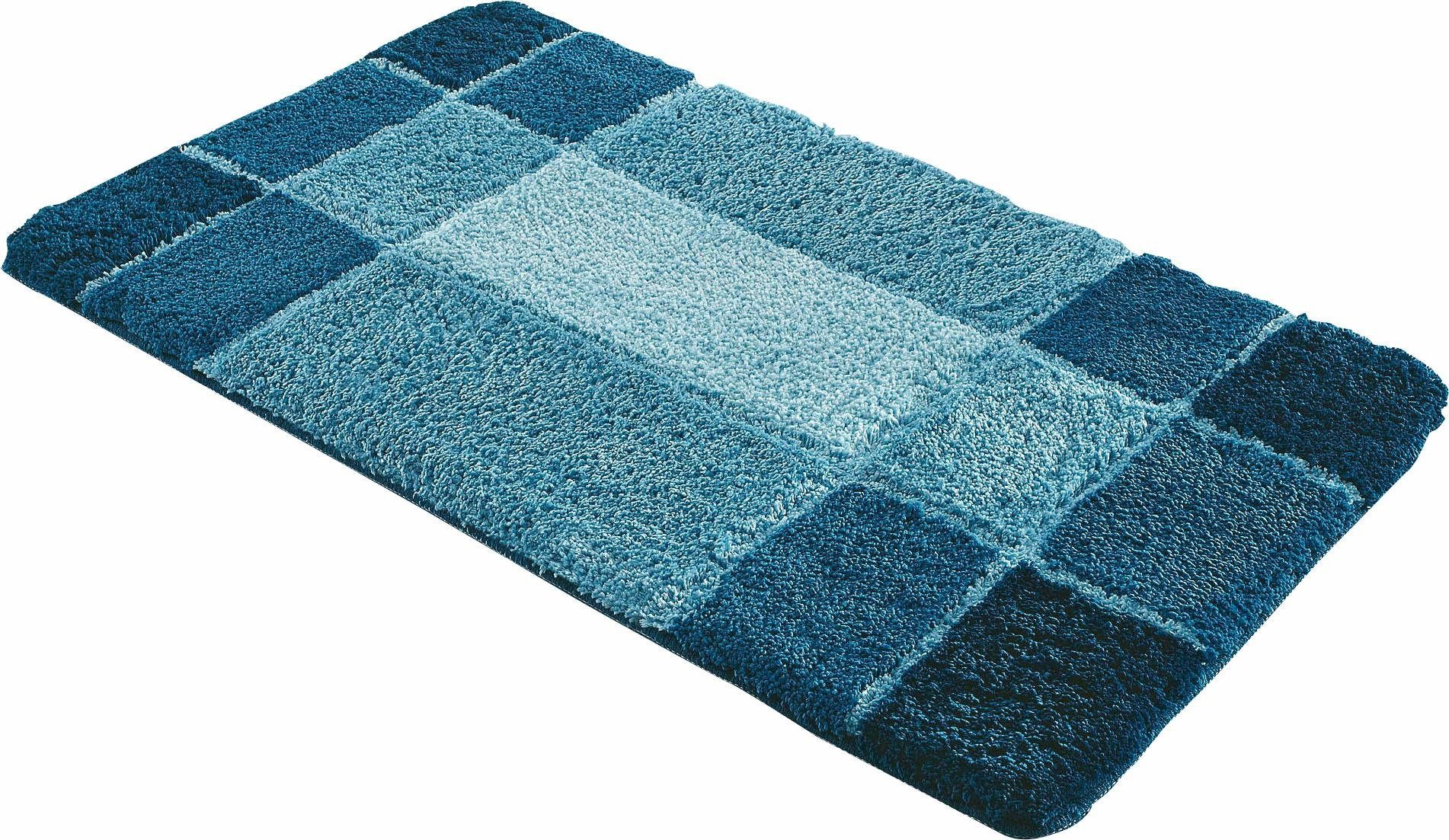 Badematte Pia my home, Höhe 20 mm, rutschhemmend beschichtet, fußbodenheizungsgeeignet, schnell trocknend, strapazierfähig, Polyester, rechteckig, Badteppich, karierte Badematten, rechteckig, rund & als 3-tlg. Set