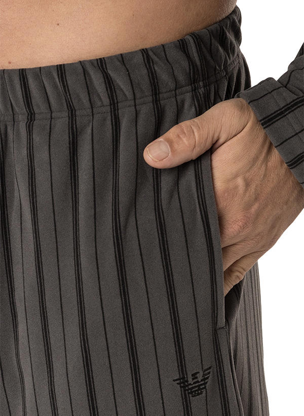 EMPORIO ARMANI, Pyjama, Mikrofaser-Fleece, graphit-schwarz gestreift