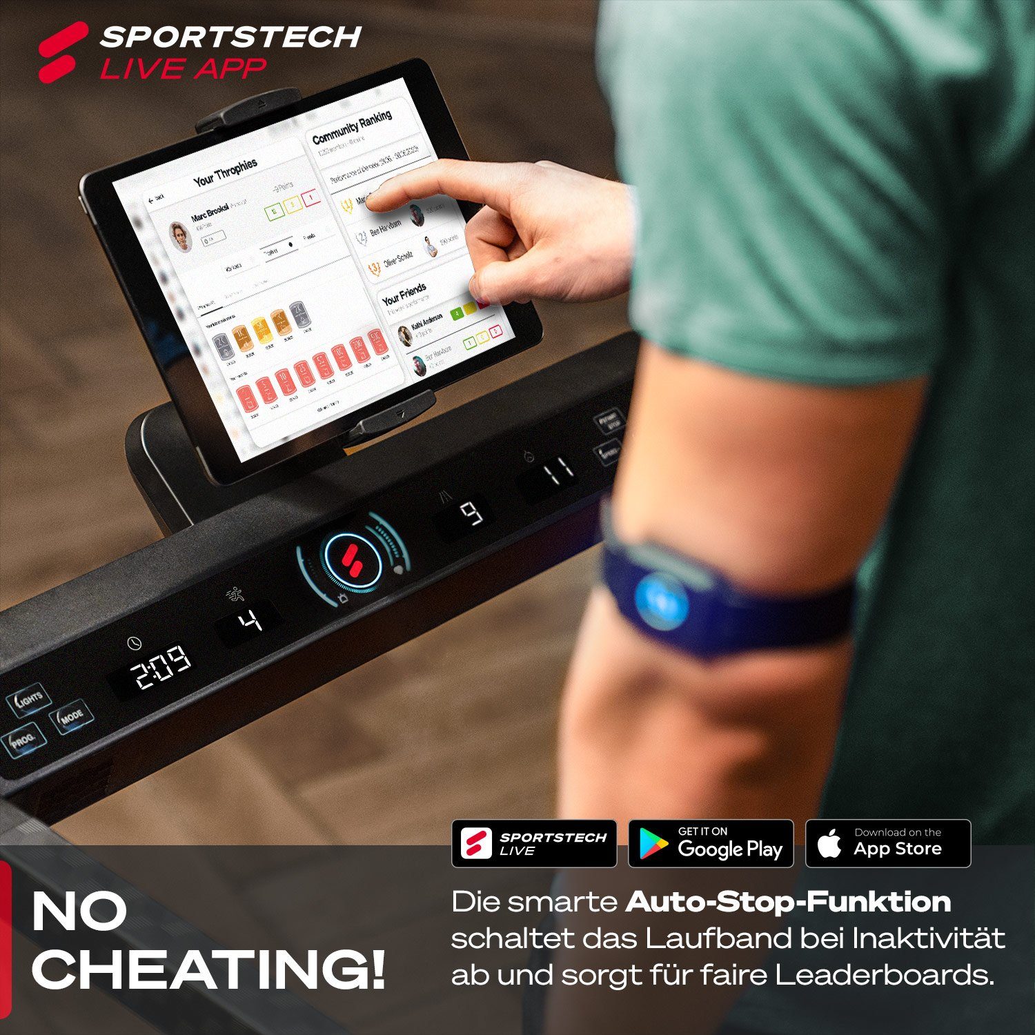 Sportstech Laufband sTread_Fold, 2-in-1 Klappfunktion
