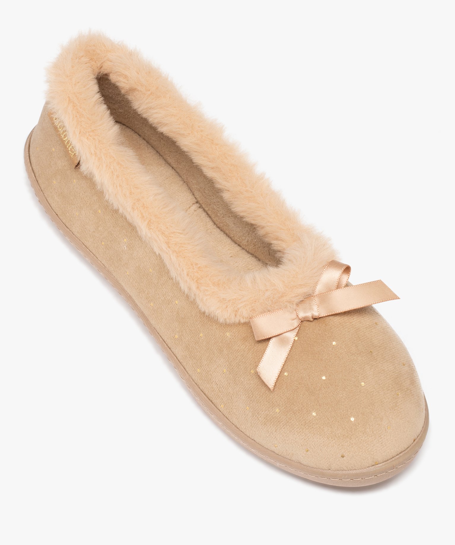 Chaussons femme ballerines fourrées unies - Isotoner beige | GEMO