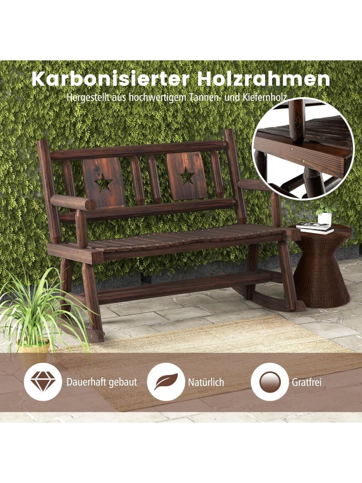 COSTWAY Gartenbank Schaukelbank 111x85x89cm in Braun günstig kaufen onesize