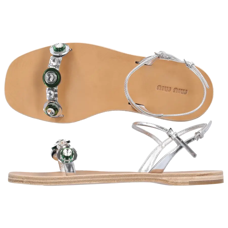 Miu Miu - Riemchensandalen Kalbsleder - silber