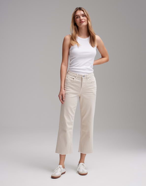 Wide Cropped Jeans Momito color