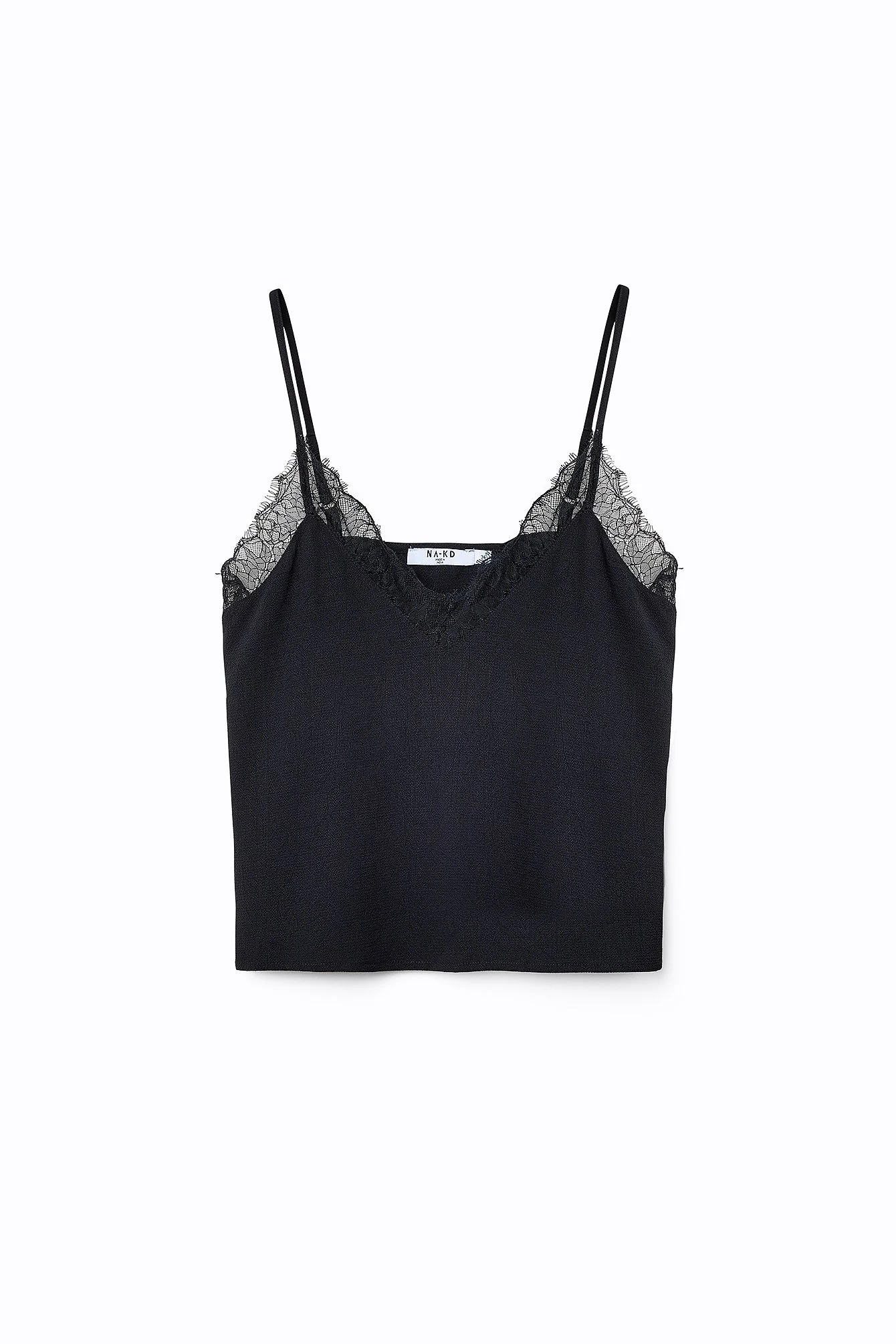 Recyceltes Satin-Unterhemd mit Spitzendetail
