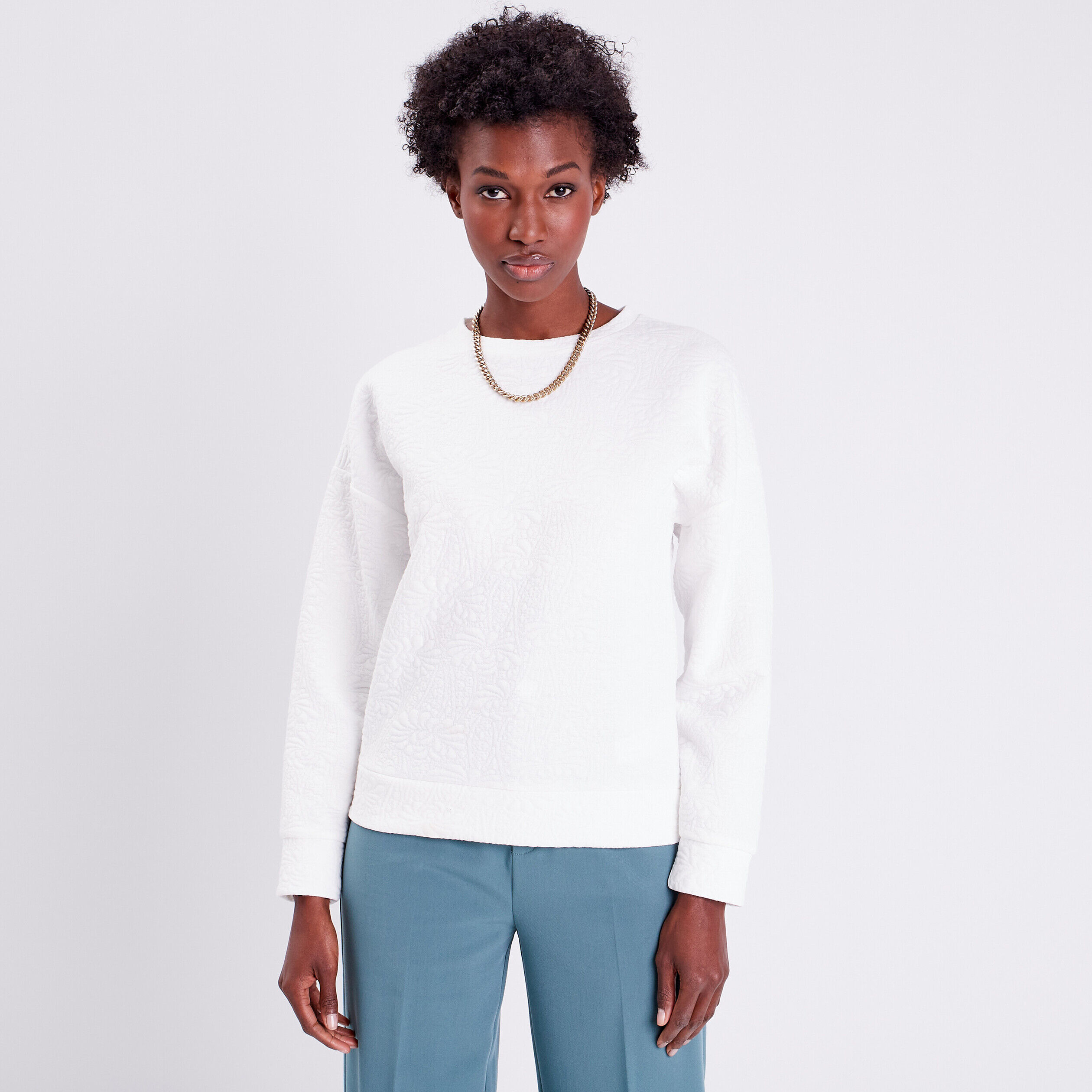 Sweat manches longues ecru femme | Cache Cache