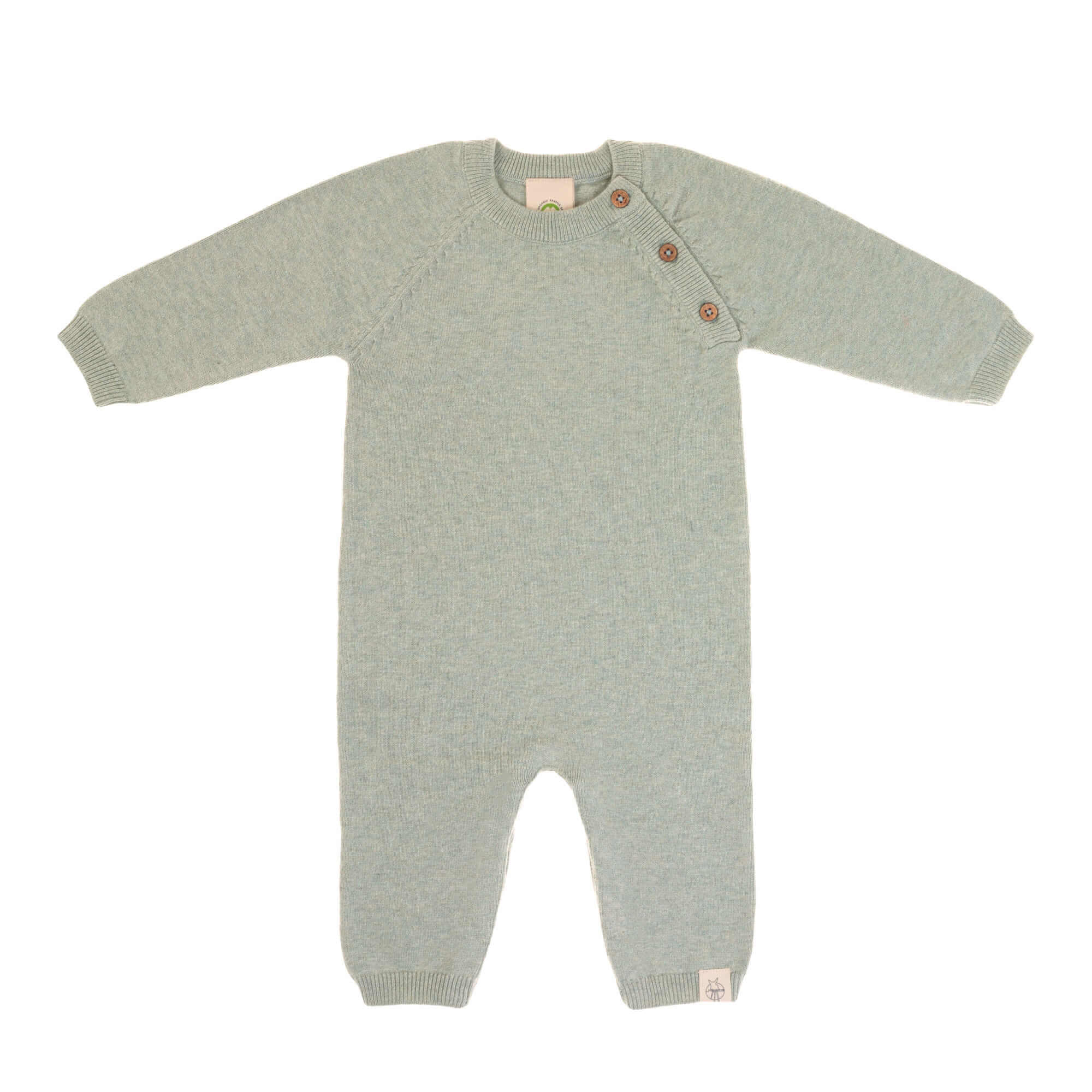 Baby Strampler - gestrickter Overall, Salbei