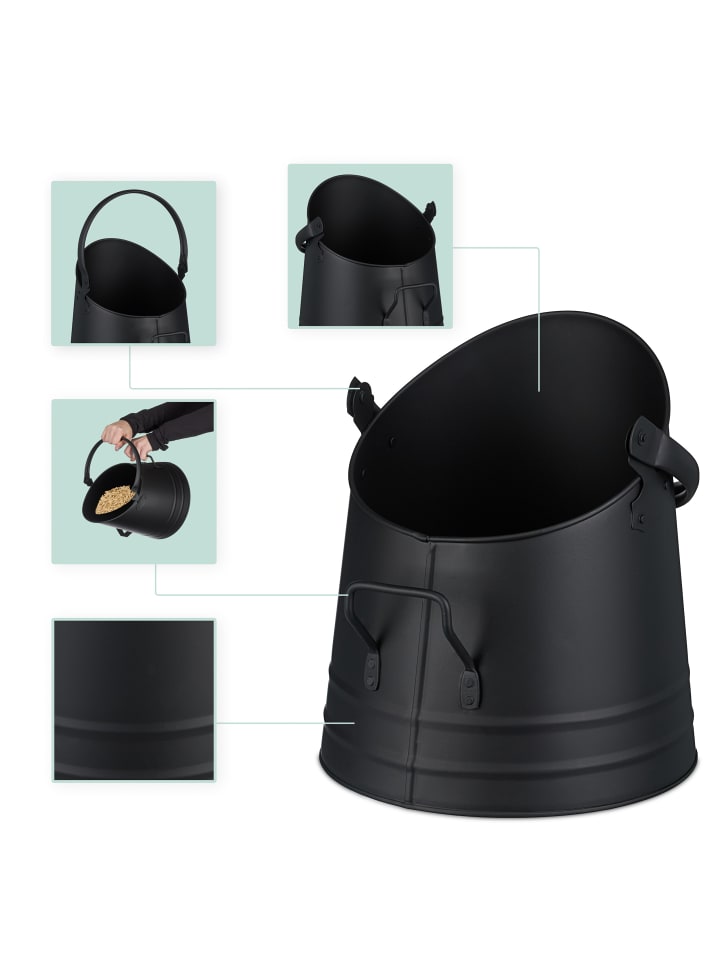 relaxdays Kohleneimer mit Schaufel in Schwarz - 6,5l günstig kaufen onesize