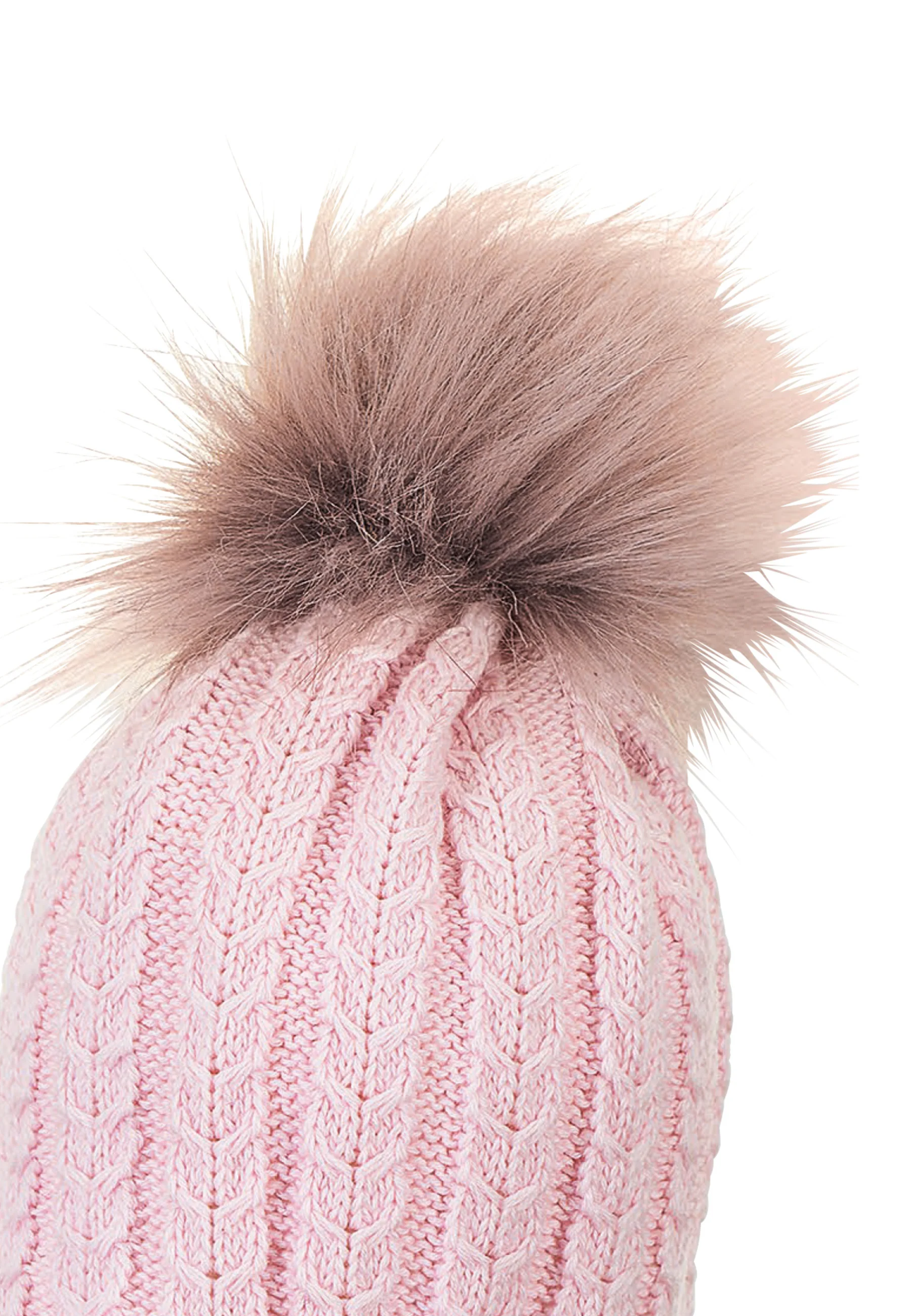 Strickmütze Baby mit Pompon und Zopfmuster