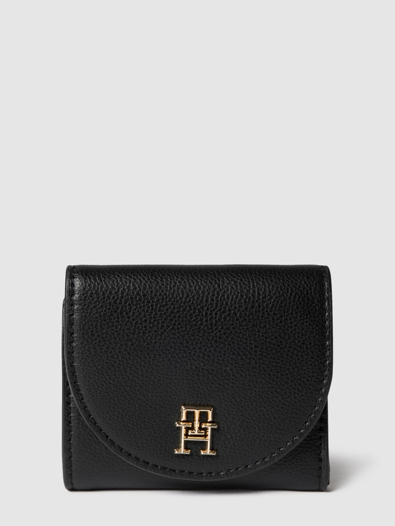 Portemonnaie mit Label-Detail Modell 'Life' in schwarz