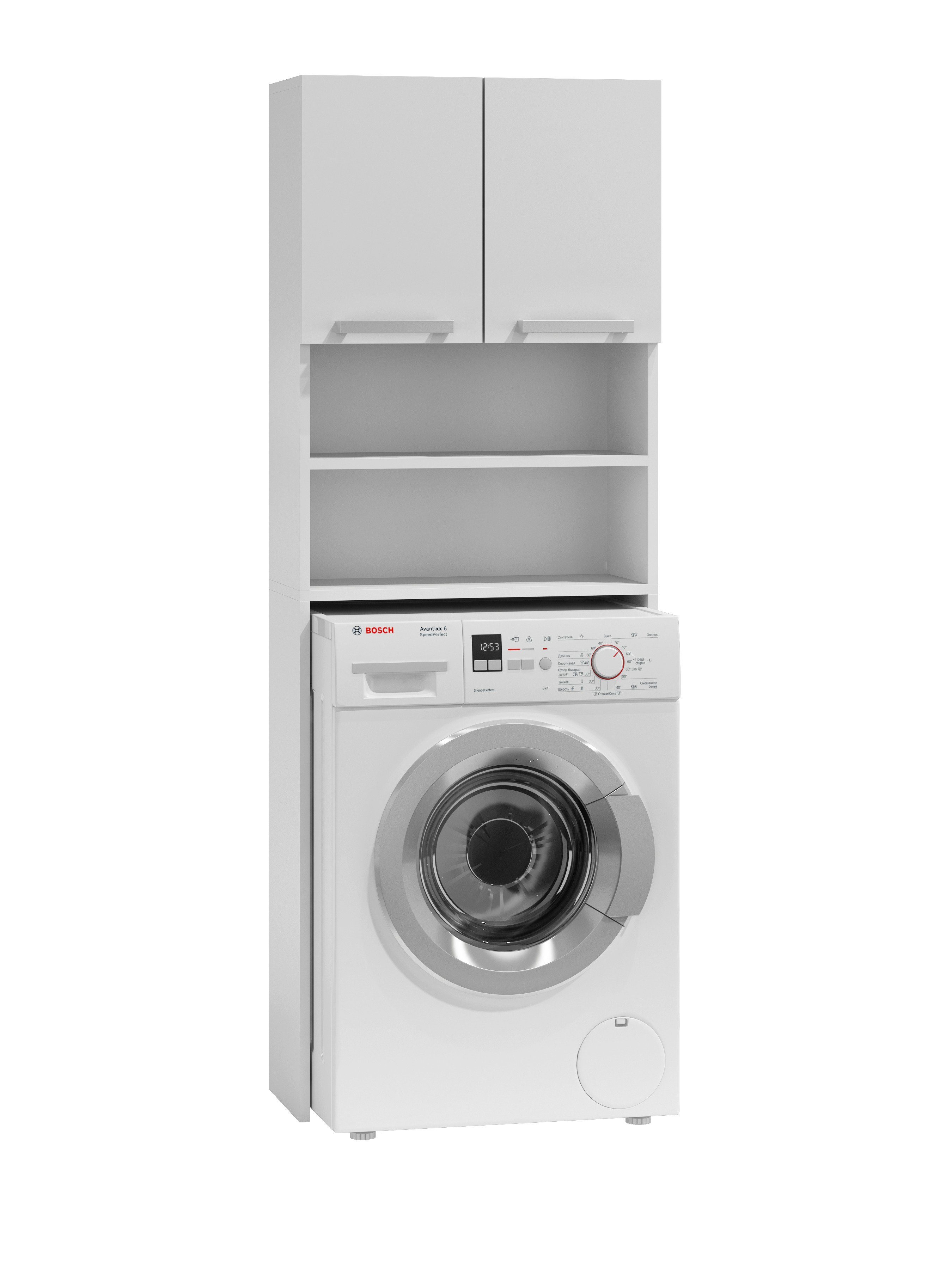 Home Collective Waschmaschinenumbauschrank Waschmaschinenschrank weiß, Hängeschrank Badschrank, Hochschrank Badregal, Waschmaschine Trockner WC 64x180x30 cm (B x H x T)