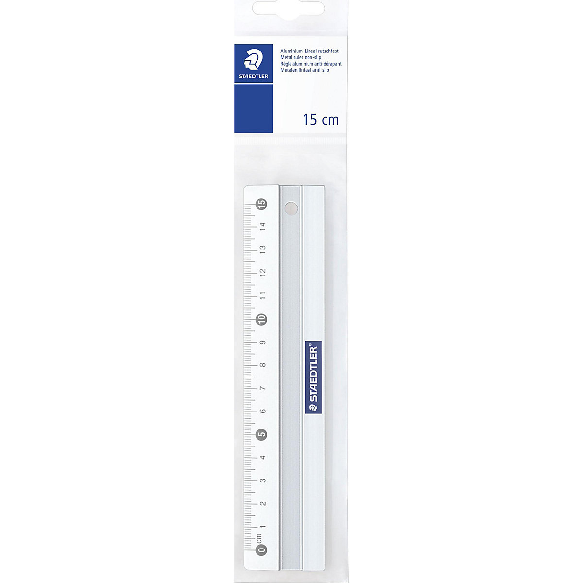 Lineal Aluminium, 15 cm, mit Anti-Rutsch-Pads