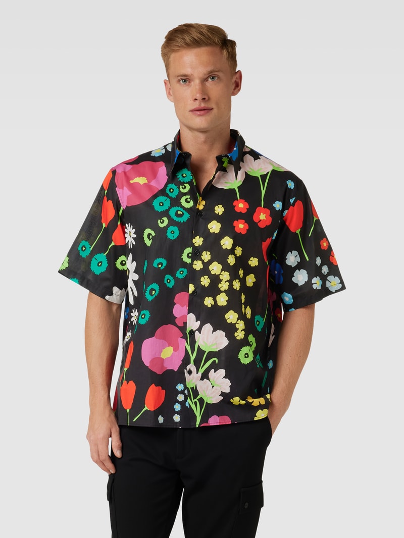 Freizeithemd mit floralem Muster Modell 'CHEMISE' in schwarz