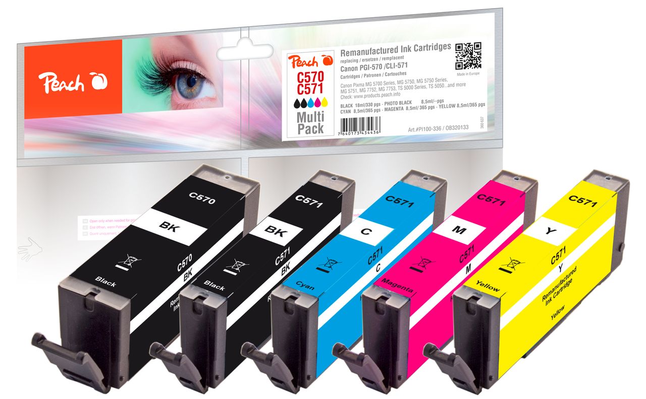 Peach Spar Pack Tintenpatronen ersetzt Canon PGI-570, CLI-571