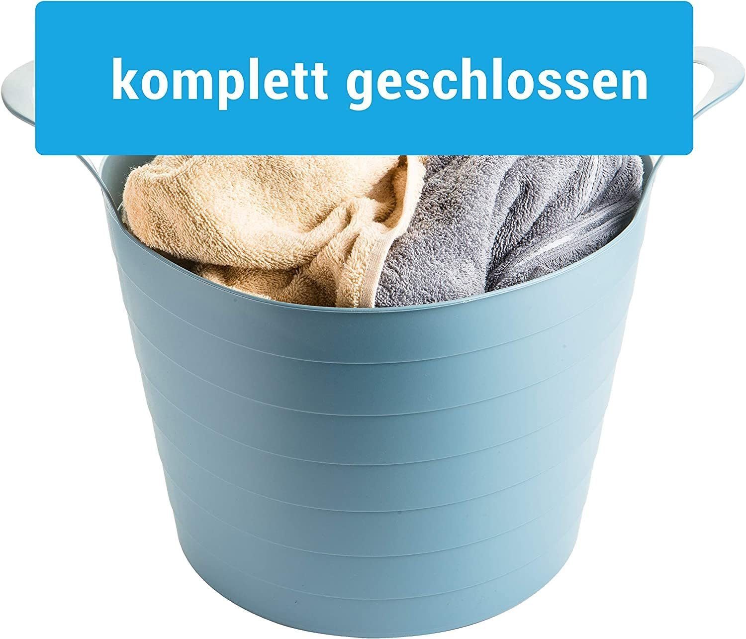 Centi Wäschekorb Wäschewanne Flexi, Wäschekorb Plastik Rund mit Griffen (Set, 3 St., H 34 cm, Ø 40 cm oben, Ø 31 cm unten 30 L), Praktisch und stilvoll wasserdicht Wäschewanne