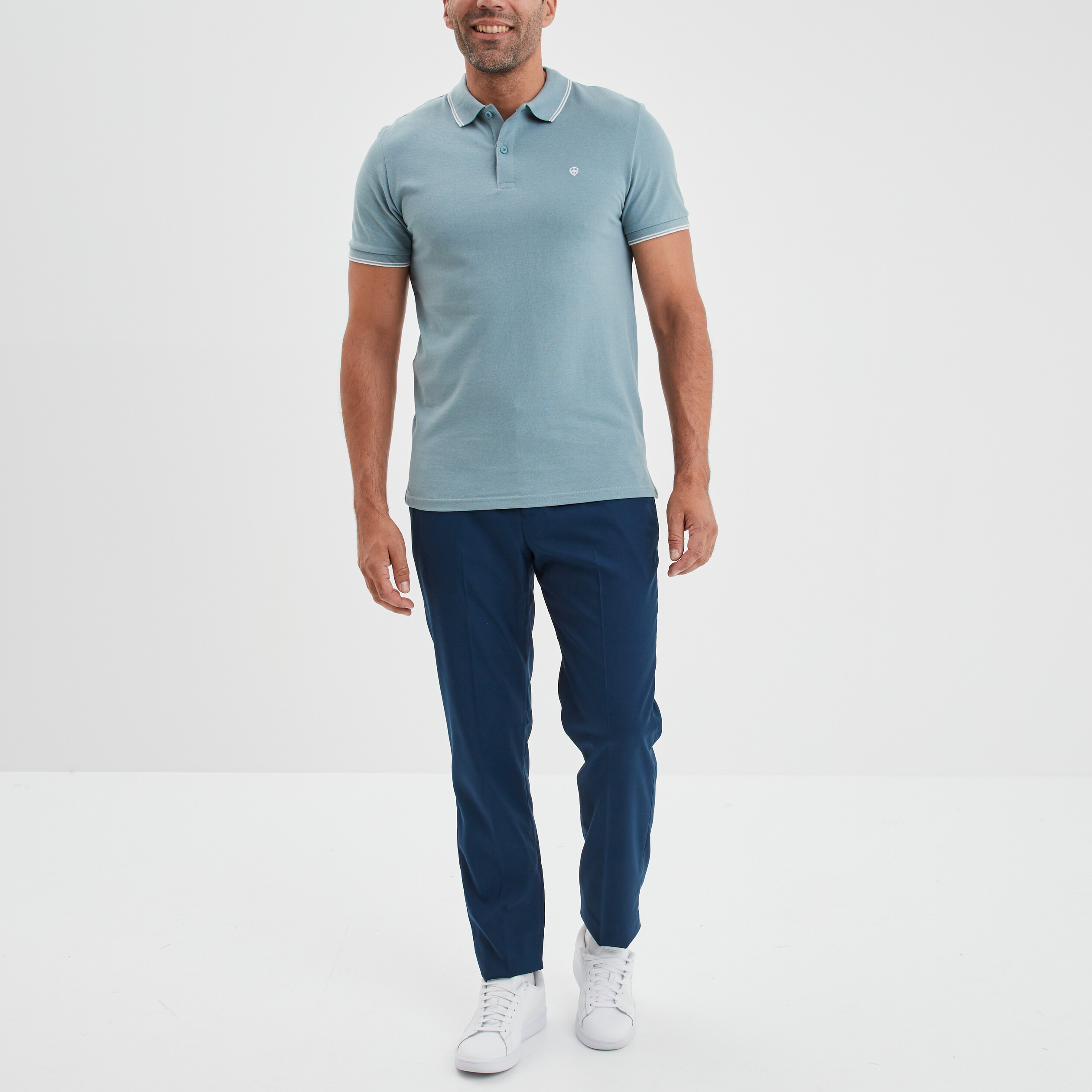 Pantalon droit avec pinces bleu electrique homme | La Halle