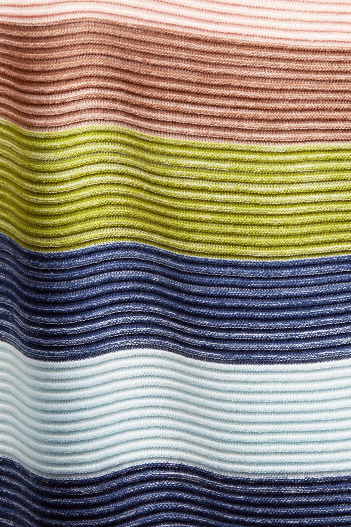 Gestreifter Pullover mit Polokragen und V-Ausschnitt