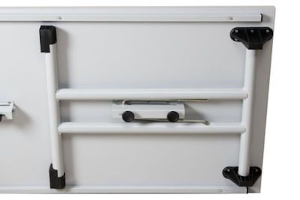 PROREGAL® Klapptisch Klapptisch Lizard, T-Fuß-Gestell-Rund, HxBxT 75x140x70cm, Chrom-Grau