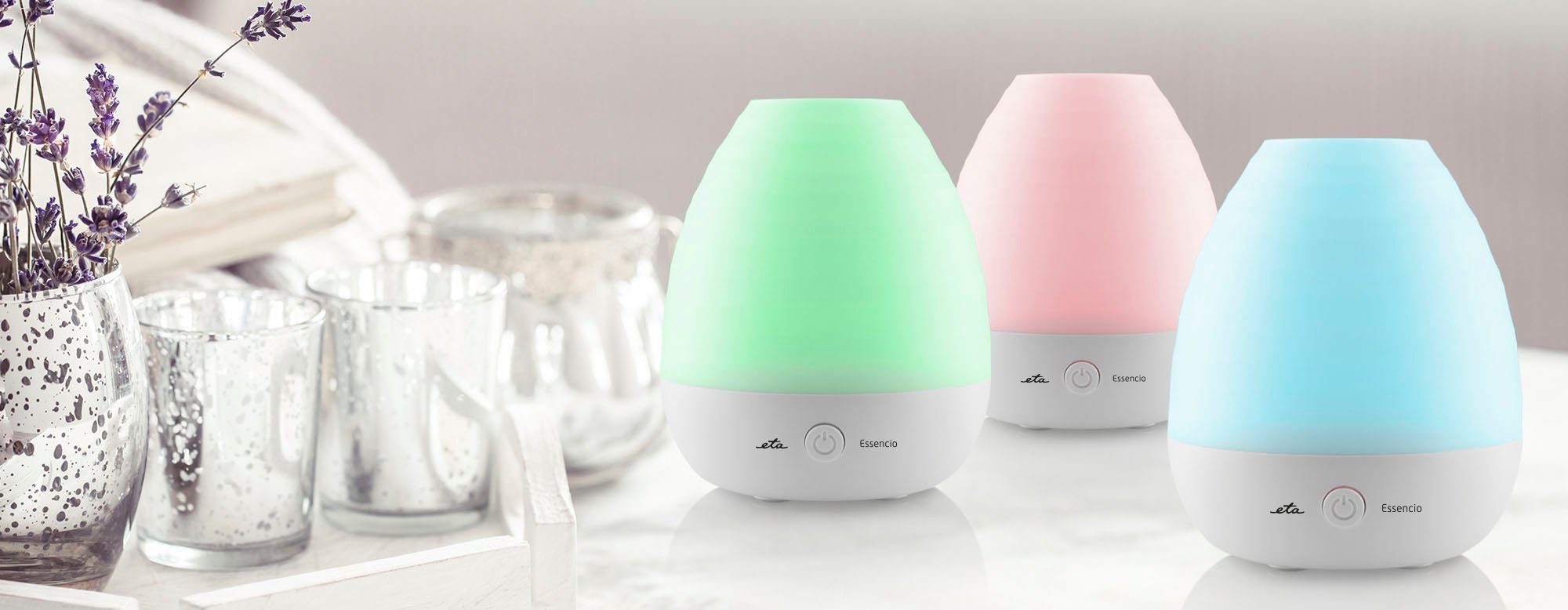 eta Diffuser ESSENCIO ETA063490000 Aroma Diffuser, 0,05 l Wassertank, bis 10 m², Ultraschall, automatischer Farbwechsel