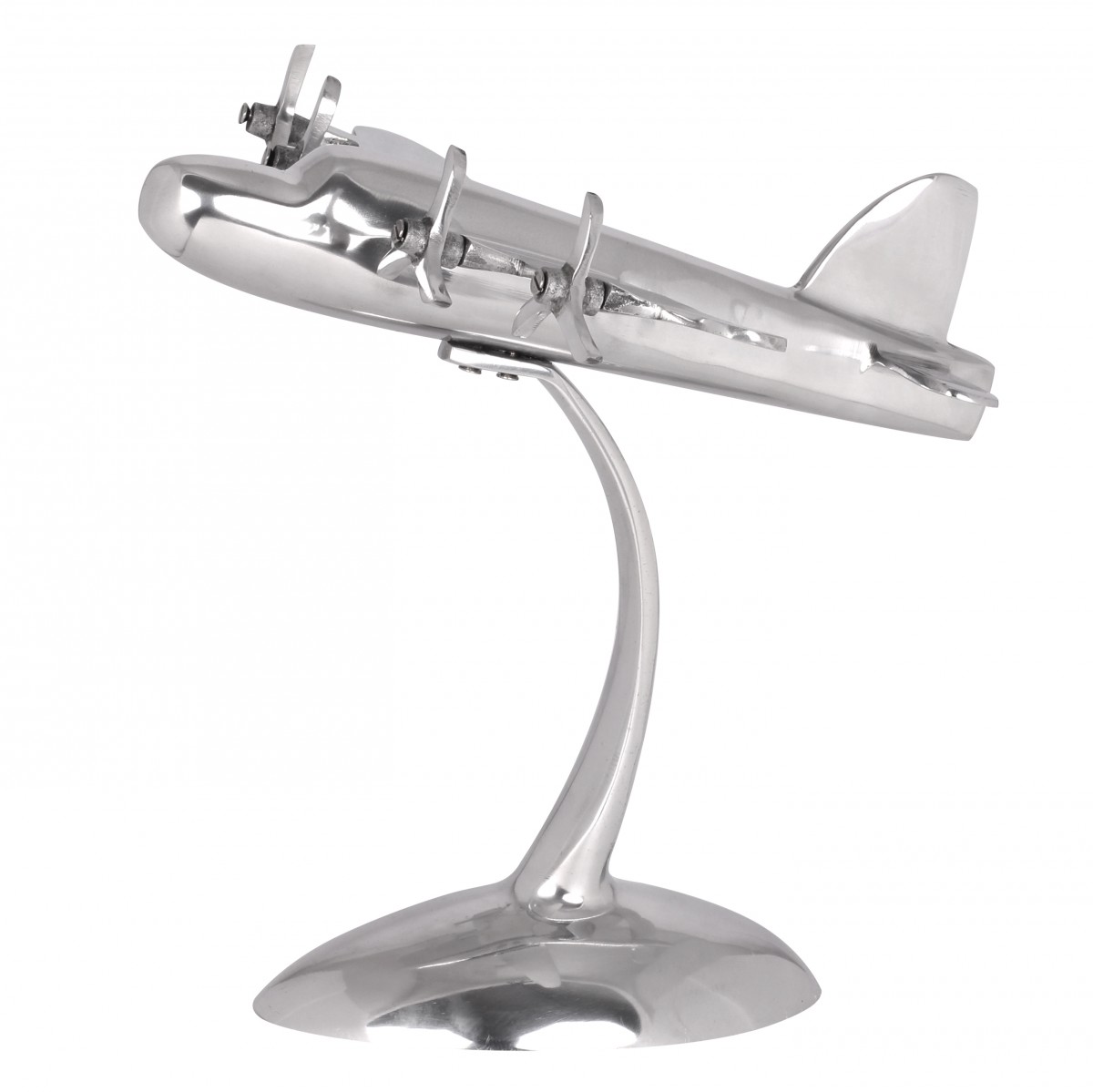 Wohnling Design Deko Flugzeug Propeller aus Aluminium Farbe Silber